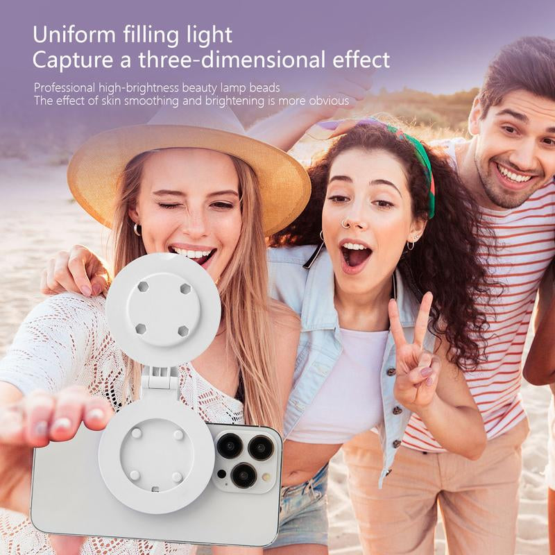 360° LED Ring Light with Mirror & Phone Holder ,3-In-1 Rechargeable Makeup Light for Live Streaming, Video Calls, Selfie (Portable, 3 Color Temperatures, Foldable),Halloween,Halloween Makeup