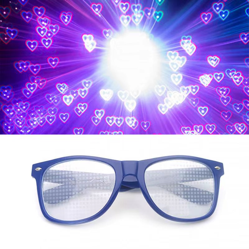 Creative Fireworks Glasses Effects Eyewear Diffraction Rectangle Sunglasses Watch the Lights Change Heart/Star Shape at Nigh