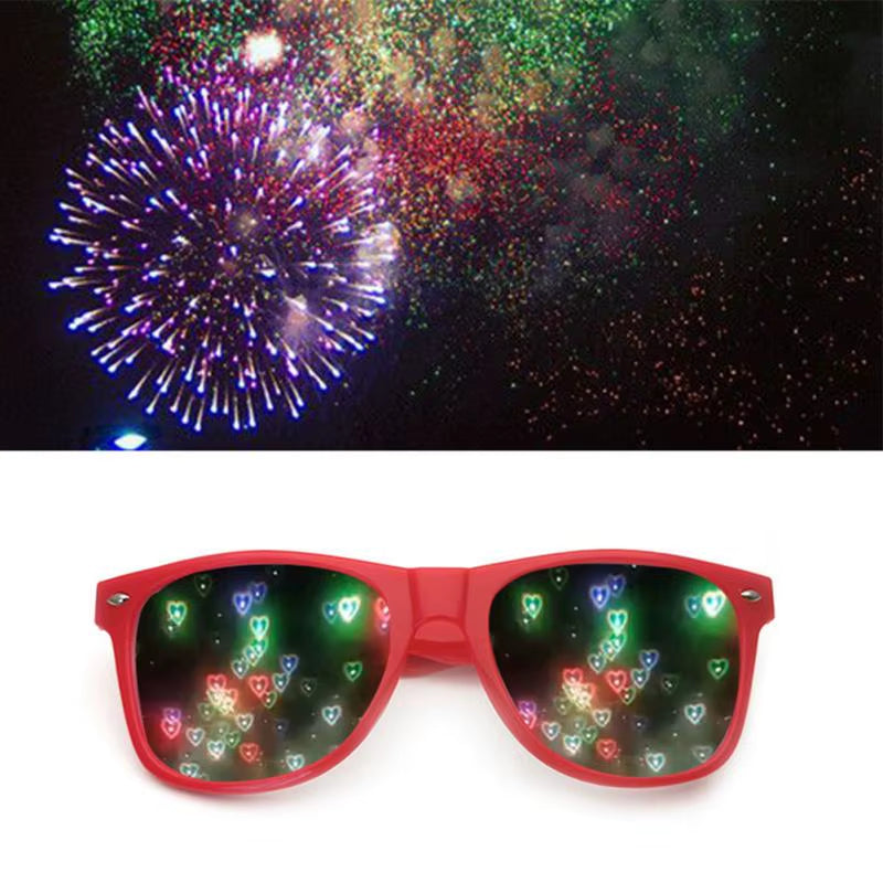 Creative Fireworks Glasses Effects Eyewear Diffraction Rectangle Sunglasses Watch the Lights Change Heart/Star Shape at Nigh
