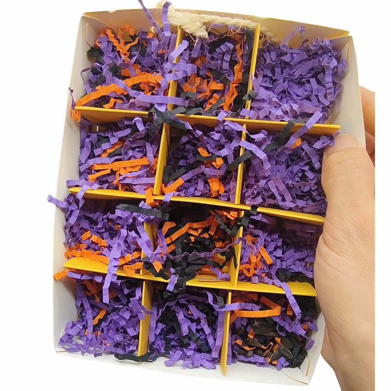 Halloween Foraging Box - 12-Grid Natural Chew Toy for Birds & Small Pets with Sola Flowers, Wood Blocks & Holiday Edible Chews, Interactive Surprise Box with Hanging Hook