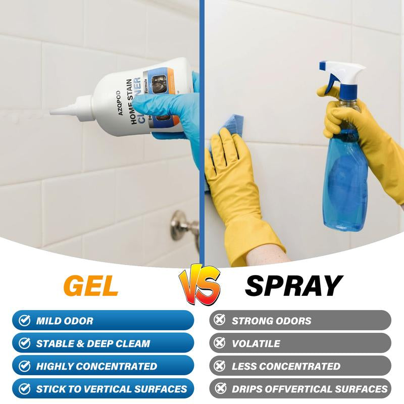 AZQPOD Mold Remover Gel with Scrub Brush – Heavy Duty Mildew Stain Cleaner for Washer Gasket, Shower Caulk, Tile Grout & Bathroom – 7 Fl Oz