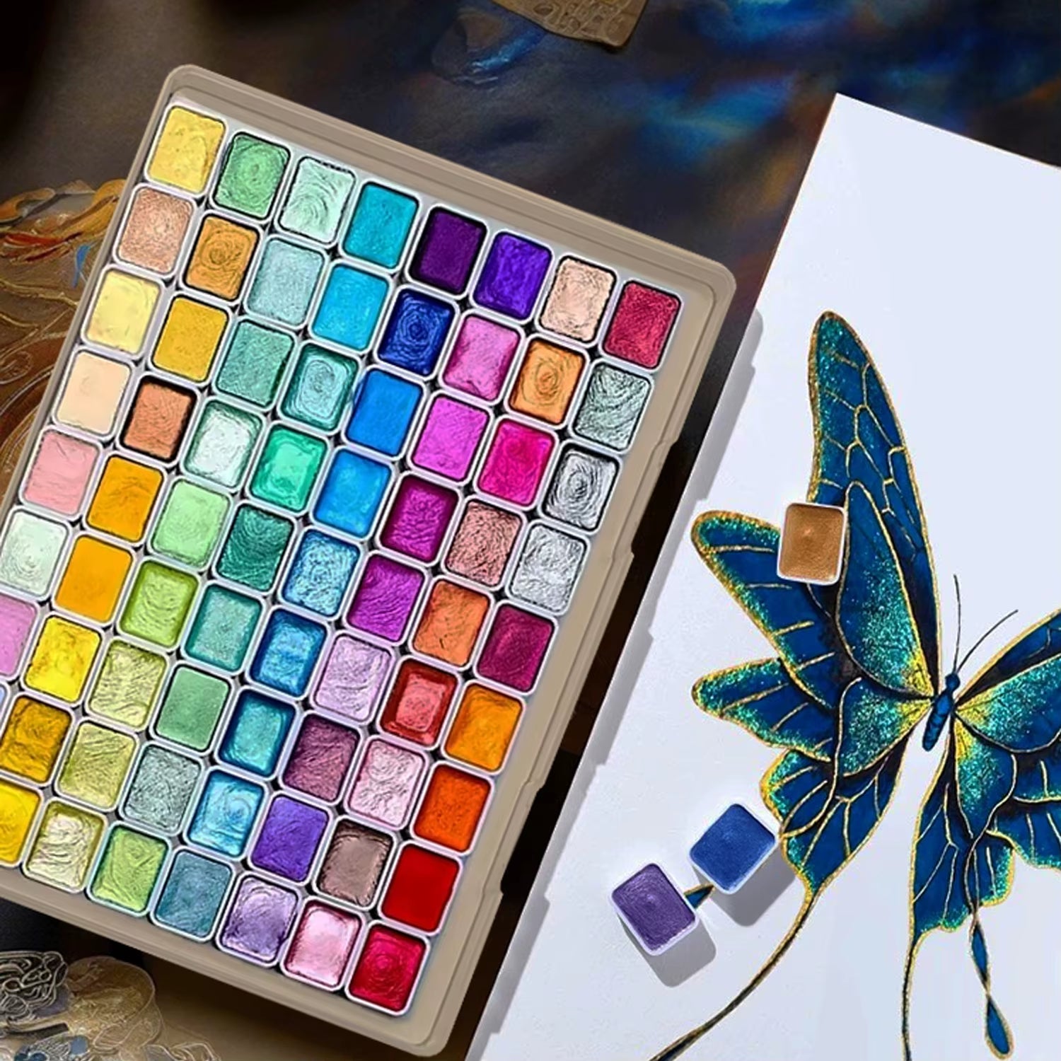 20 Color Pearl Watercolor Pigment, Solid Packaging for Traditional Chinese Painting, Tangka Calligraphy, Color Painting