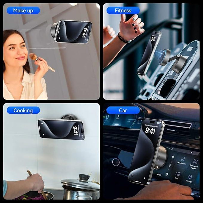 2025 New Vacuum Magnetic Suction Phone Holder, Upgraded Magnetic Suction Phone Mount, Upgraded 360° Adjustable Suction Cup Car Phone Mount,Foldable and Retractable Double-Sided ,Phone Accessories for Iphone & Android