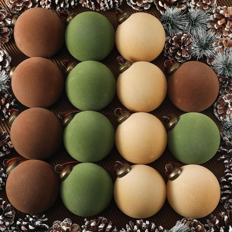 Velvet Christmas Balls Christmas Ornaments Flocked Christmas Tree Ball Ornaments Multicolor Hanging Ornaments for Home Family Holiday Wedding Party Christmas Decor Festive Atmosphere Decoration Xmas Tree Decoration Christmas Gifts