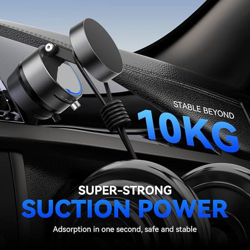 2025 New Vacuum Magnetic Suction Phone Holder, Upgraded Magnetic Suction Phone Mount, Upgraded 360° Adjustable Suction Cup Car Phone Mount,Foldable and Retractable Double-Sided ,Phone Accessories for Iphone & Android