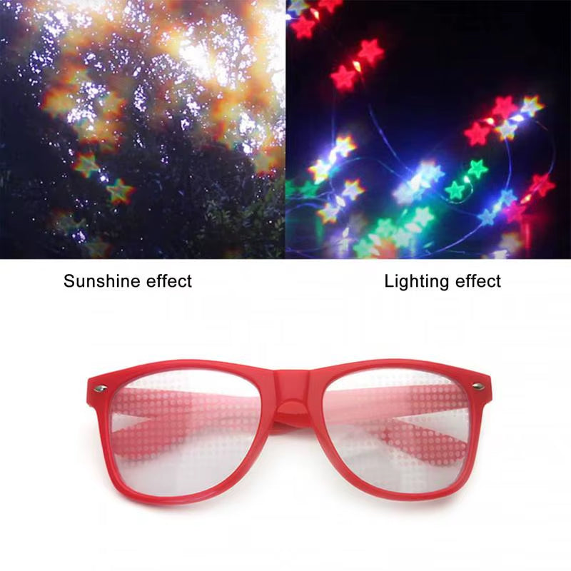 Creative Fireworks Glasses Effects Eyewear Diffraction Rectangle Sunglasses Watch the Lights Change Heart/Star Shape at Nigh