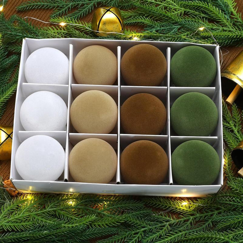 Velvet Christmas Balls Christmas Ornaments Flocked Christmas Tree Ball Ornaments Multicolor Hanging Ornaments for Home Family Holiday Wedding Party Christmas Decor Festive Atmosphere Decoration Xmas Tree Decoration Christmas Gifts