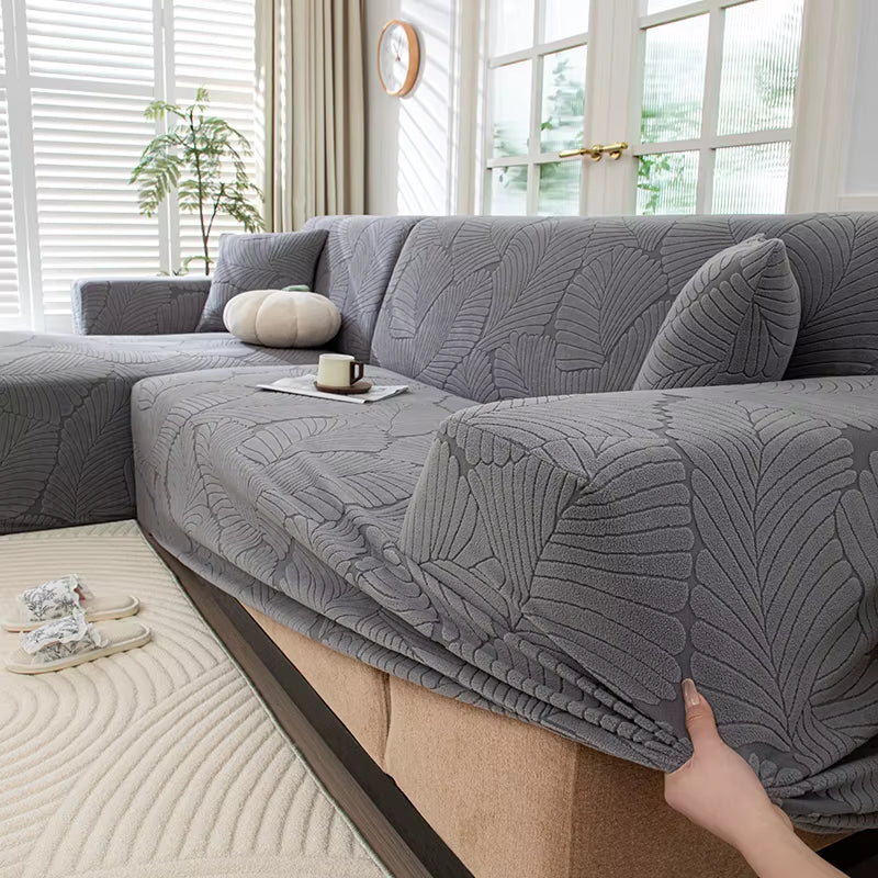 Adjustable Elastic Sofa Cover Armchair Protector Corner Large Leaves L Shape Stretch Slipcovers Couch Covers 1/2/3/4/5 Seaters