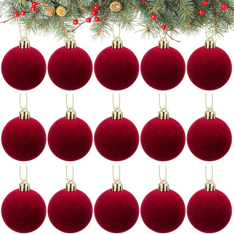 Velvet Christmas Balls Christmas Ornaments Flocked Christmas Tree Ball Ornaments Multicolor Hanging Ornaments for Home Family Holiday Wedding Party Christmas Decor Festive Atmosphere Decoration Xmas Tree Decoration Christmas Gifts