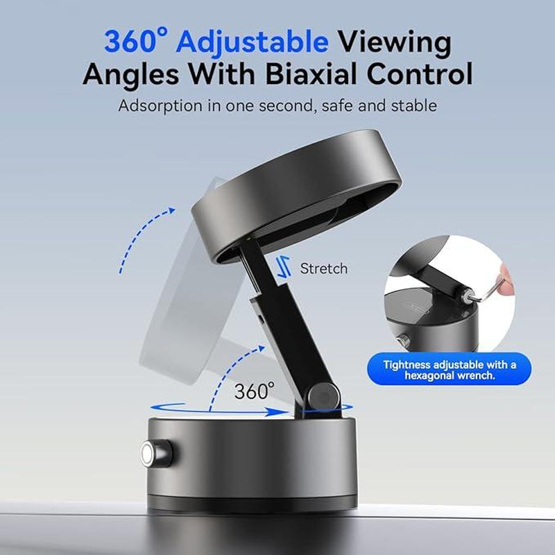 2025 New Vacuum Magnetic Suction Phone Holder, Upgraded Magnetic Suction Phone Mount, Upgraded 360° Adjustable Suction Cup Car Phone Mount,Foldable and Retractable Double-Sided ,Phone Accessories for Iphone & Android