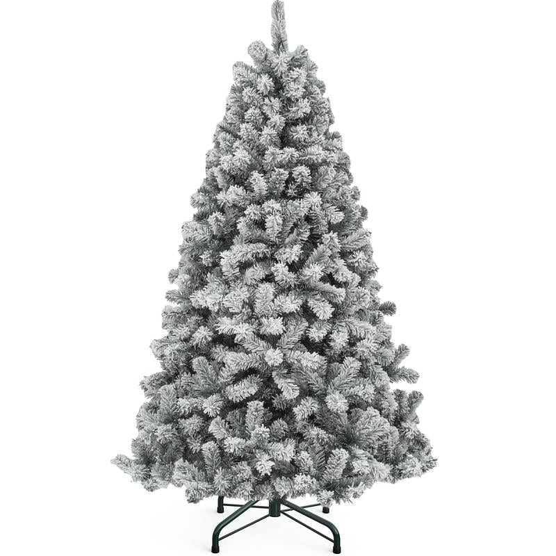 Yitahome 6/7.5FT Snow Flocked Christmas Tree(Without Lights), Snowy Spruce Hinged Artificial Christmas Tree with Branch Tips, Christmas Tree for Home, Party Decoration