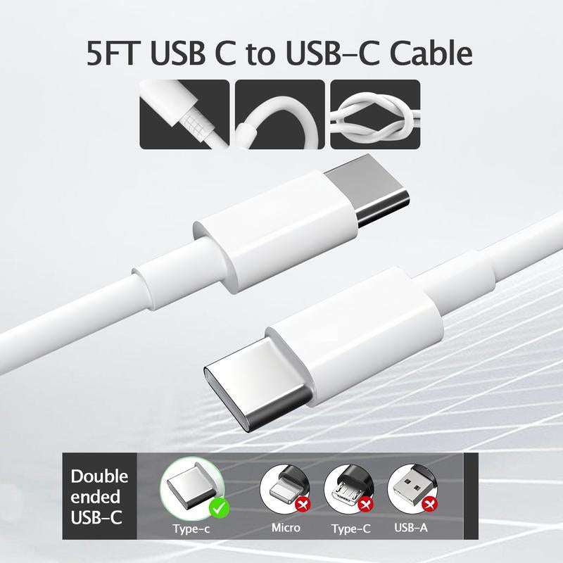 I Phone 17/16/15 Charger, USB C Charger, 2-Pack 20W Type C Fast Wall Charge Power Adapter, 5FT 20W USB-C to C Cable for Iphone 17/16/15 Pro/15 Pro Max, Ipad Pro 12.9/11 Inch, New Ipad Air 5/4Th, Airpods Pro and Smartphones with Other CC Interfaces