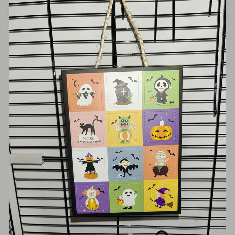 Halloween Foraging Box - 12-Grid Natural Chew Toy for Birds & Small Pets with Sola Flowers, Wood Blocks & Holiday Edible Chews, Interactive Surprise Box with Hanging Hook