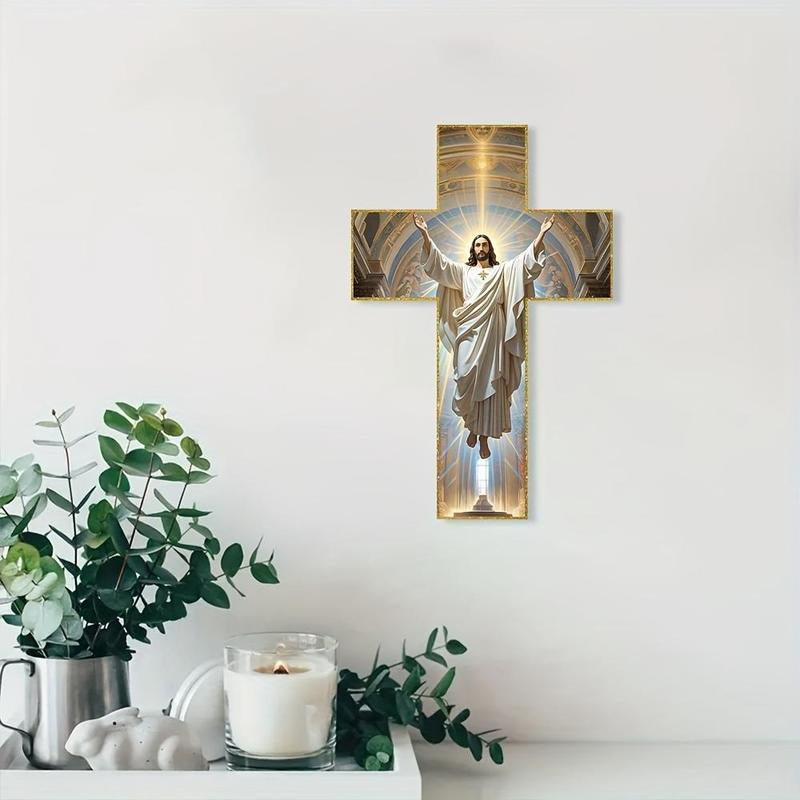 Wooden Jesus Christ Cross, Vintage Wall Hanging Cross, Religious Decoration for Home Living Room Bedroom Prayer Room, Home Decor, Ornaments,8×12 Inches