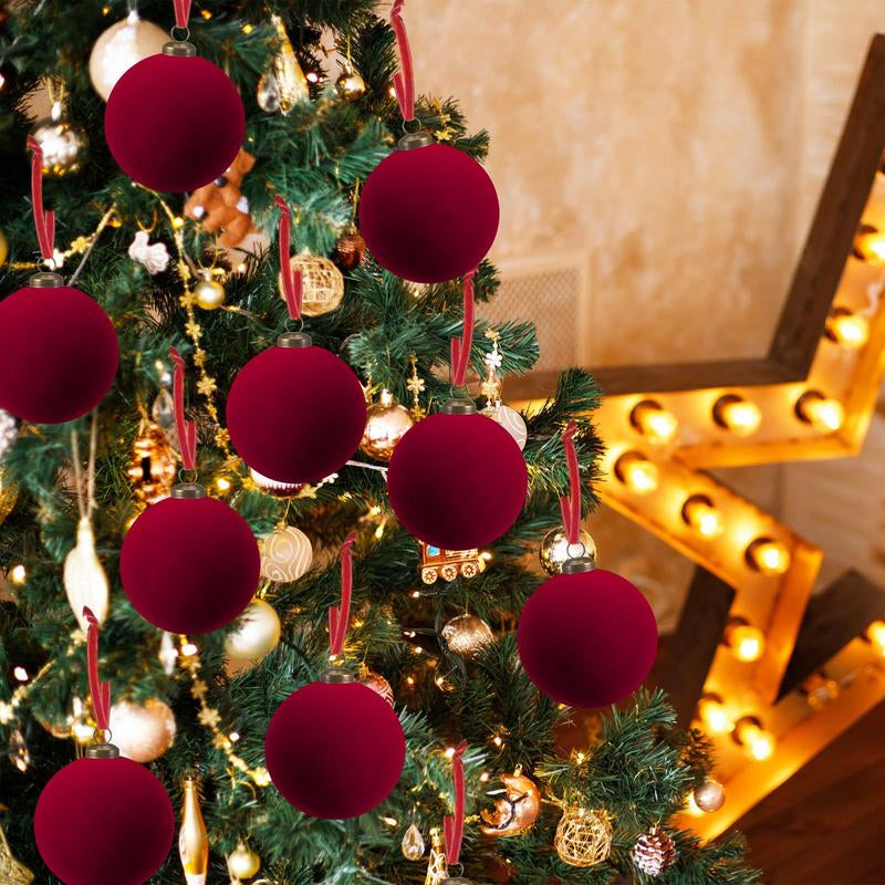 Velvet Christmas Balls Christmas Ornaments Flocked Christmas Tree Ball Ornaments Multicolor Hanging Ornaments for Home Family Holiday Wedding Party Christmas Decor Festive Atmosphere Decoration Xmas Tree Decoration Christmas Gifts