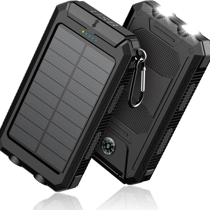 20000Mah Solar Charger Power Bank,Built-In USB-A Type-C Micro USB Ports Fast Charging,Flashlight,Carabiner,Outdoor Portable Emergency Power Bank Portable Charger Iphone Compact Water Proof Chargeable