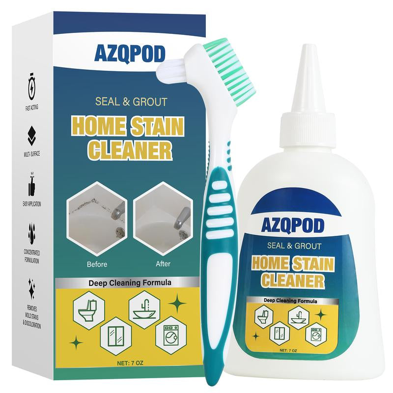 AZQPOD Mold Remover Gel with Scrub Brush – Heavy Duty Mildew Stain Cleaner for Washer Gasket, Shower Caulk, Tile Grout & Bathroom – 7 Fl Oz