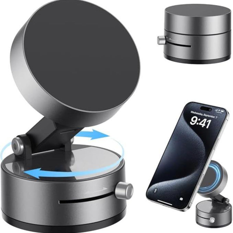 2025 New Vacuum Magnetic Suction Phone Holder, Upgraded Magnetic Suction Phone Mount, Upgraded 360° Adjustable Suction Cup Car Phone Mount,Foldable and Retractable Double-Sided ,Phone Accessories for Iphone & Android
