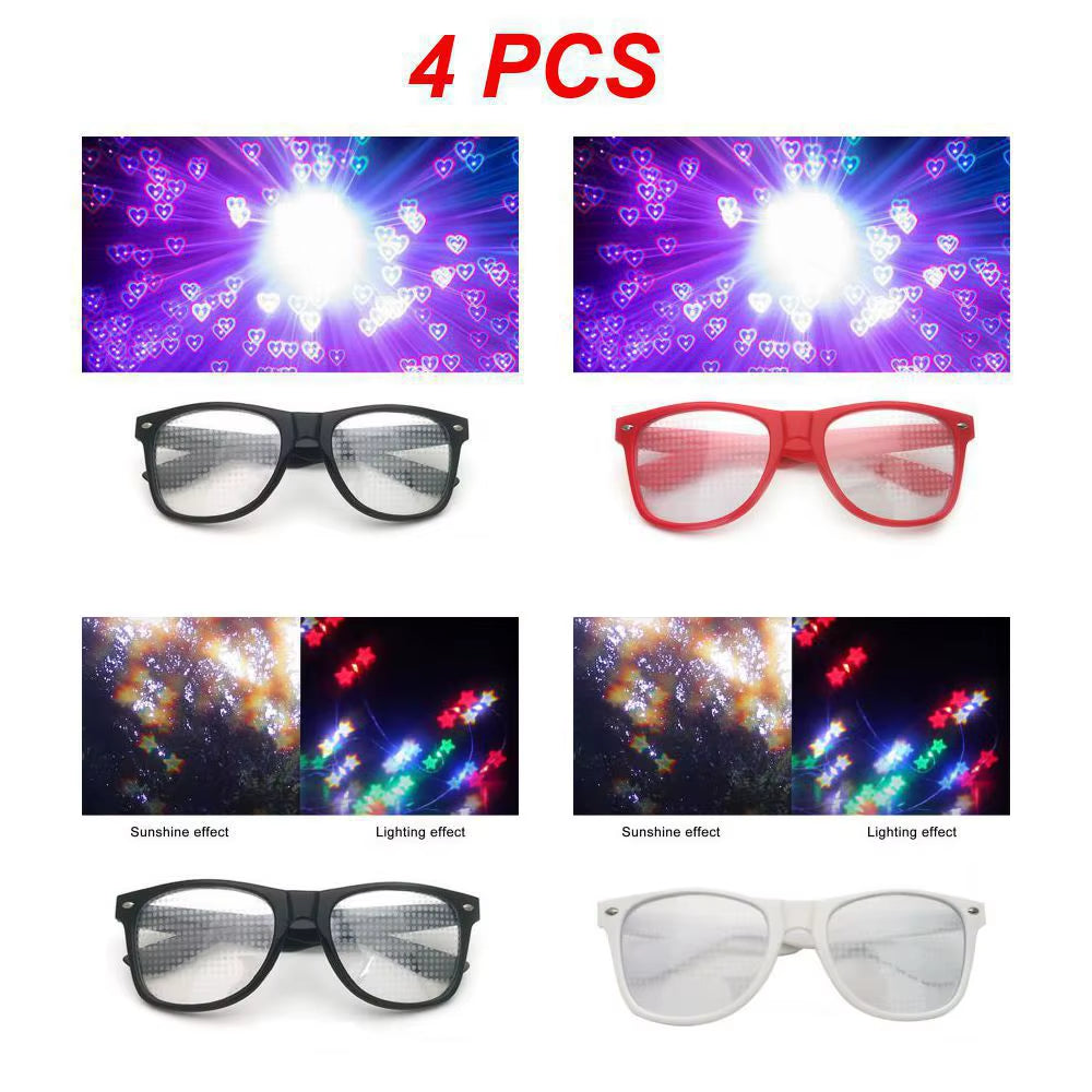 Creative Fireworks Glasses Effects Eyewear Diffraction Rectangle Sunglasses Watch the Lights Change Heart/Star Shape at Nigh