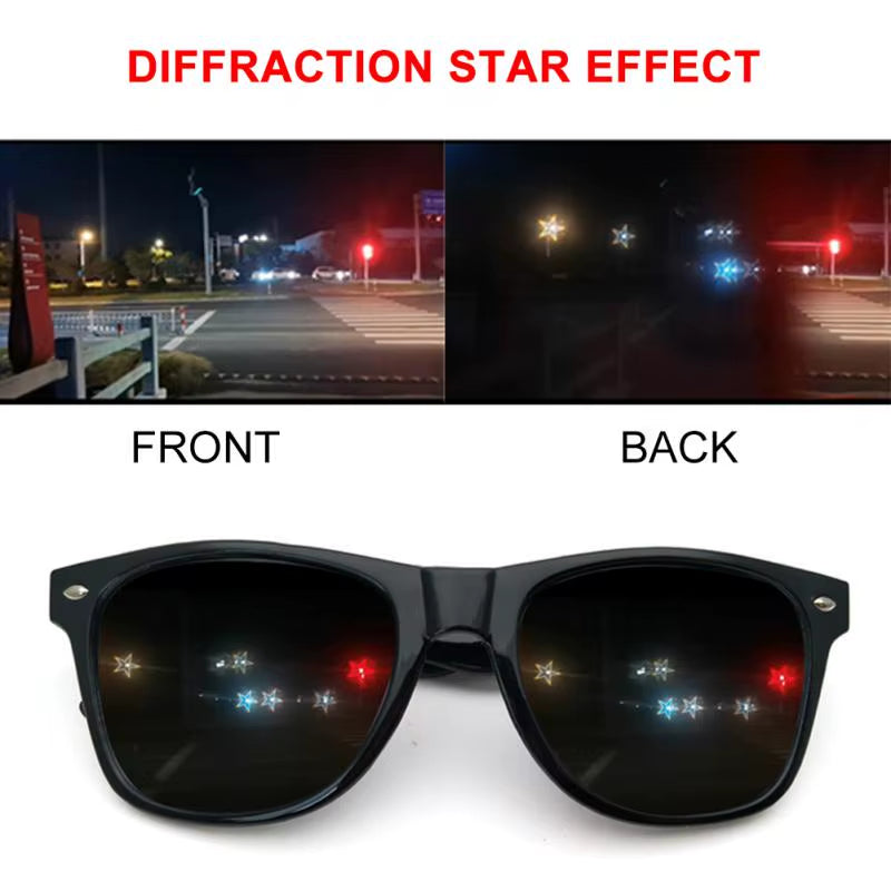 Creative Fireworks Glasses Effects Eyewear Diffraction Rectangle Sunglasses Watch the Lights Change Heart/Star Shape at Nigh