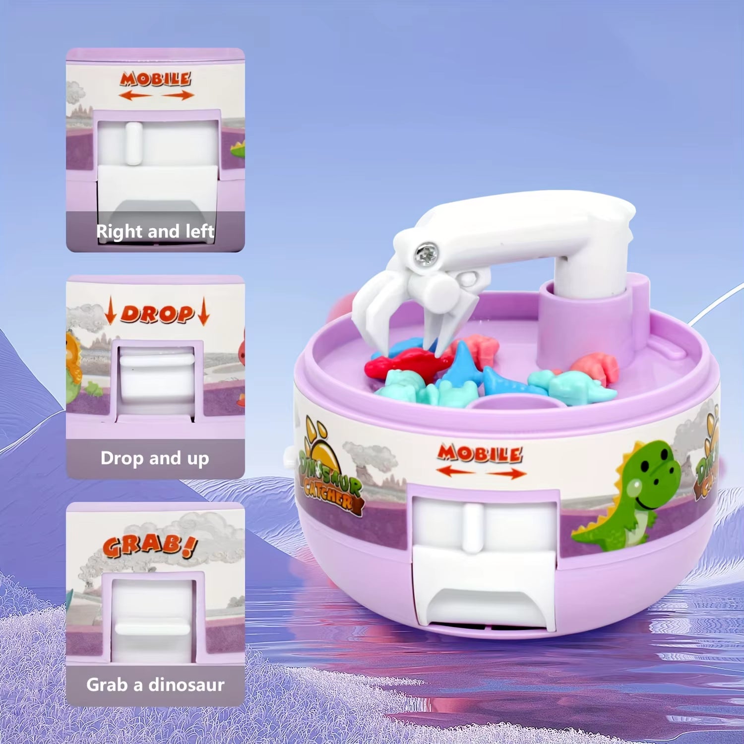 Kids Mini Gacha Machine Catching Dinosaur Machine Clamping Doll Parent Child Interactive Toy