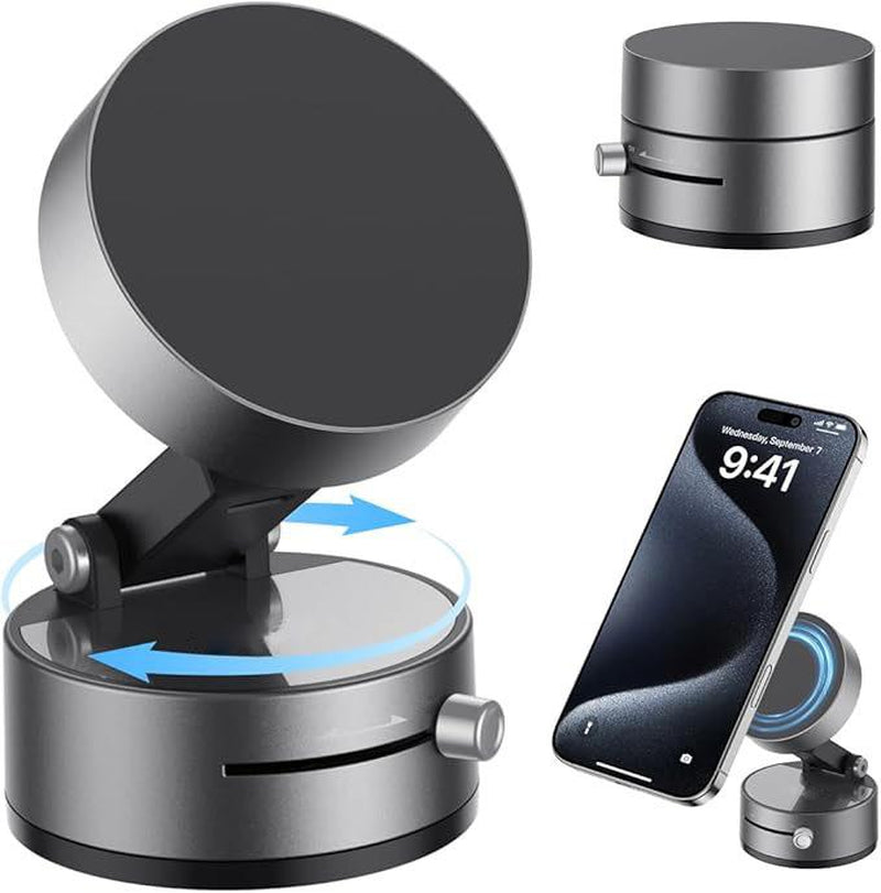 2025 New Vacuum Magnetic Suction Phone Holder, Upgraded Magnetic Suction Phone Mount, Upgraded 360° Adjustable Suction Cup Car Phone Mount,Foldable and Retractable Double-Sided ,Phone Accessories for Iphone & Android