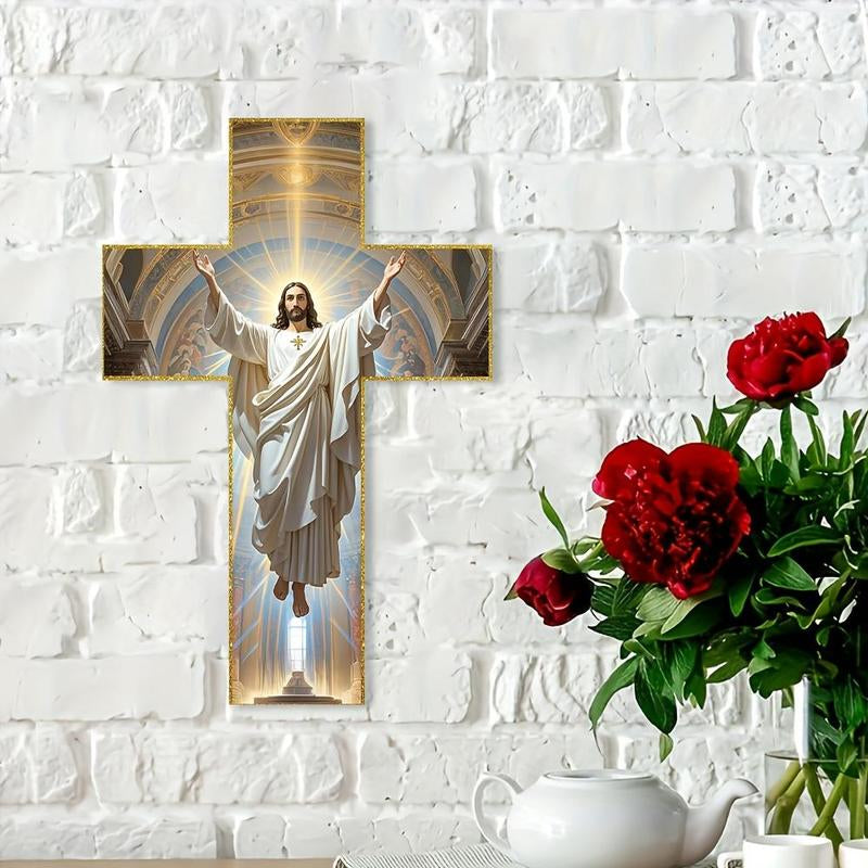 Wooden Jesus Christ Cross, Vintage Wall Hanging Cross, Religious Decoration for Home Living Room Bedroom Prayer Room, Home Decor, Ornaments,8×12 Inches