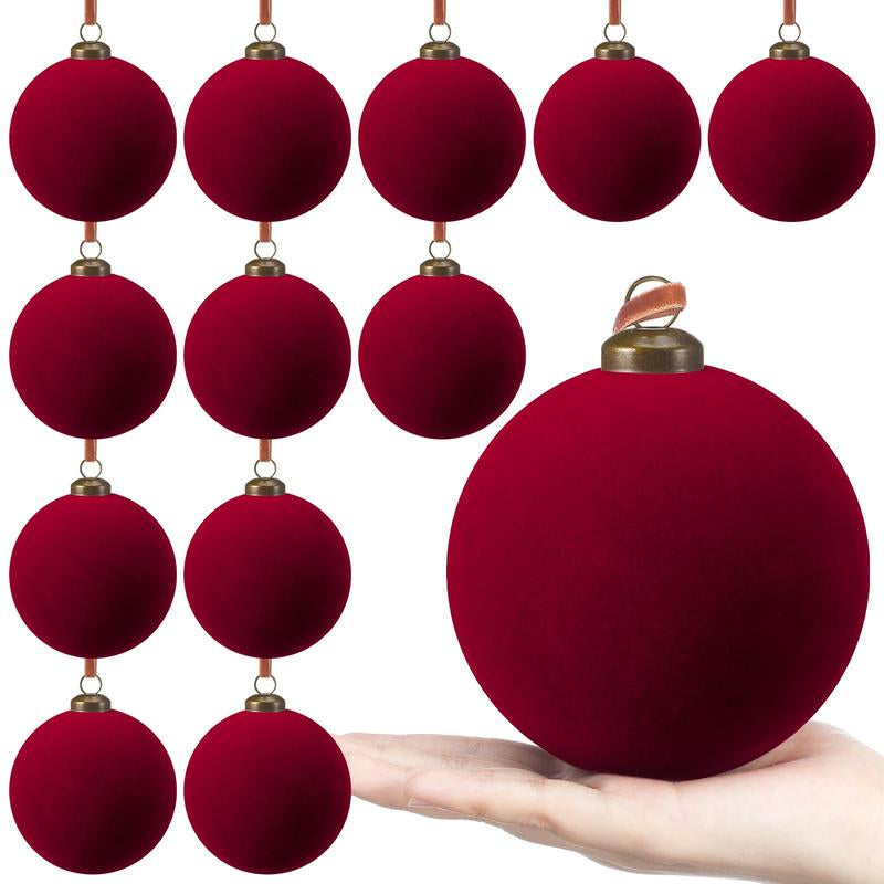 Velvet Christmas Balls Christmas Ornaments Flocked Christmas Tree Ball Ornaments Multicolor Hanging Ornaments for Home Family Holiday Wedding Party Christmas Decor Festive Atmosphere Decoration Xmas Tree Decoration Christmas Gifts