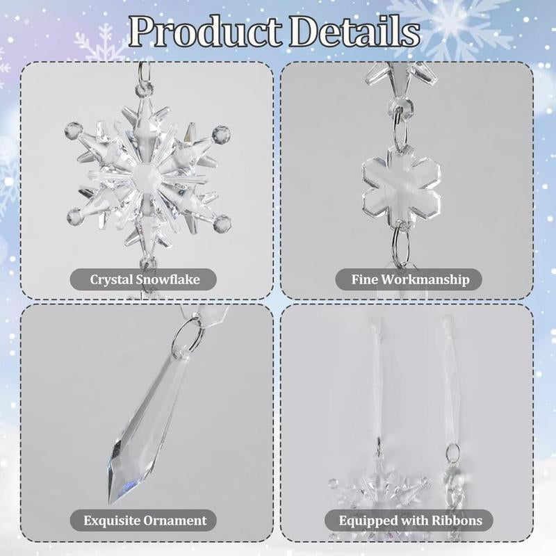 Crystal Ornaments Christmas Tree Decorations - 21Pcs Christmas Tree Ornaments Sparkling Dazzling Festival Party Decoration Crystal Snowflake Design Hanging Ornament Holiday Season Home Decor