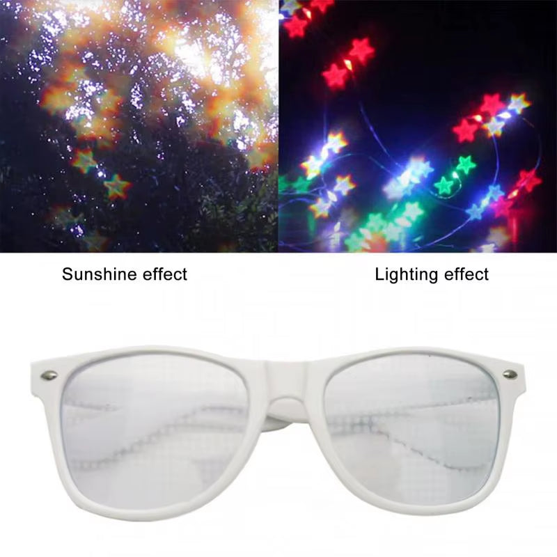 Creative Fireworks Glasses Effects Eyewear Diffraction Rectangle Sunglasses Watch the Lights Change Heart/Star Shape at Nigh