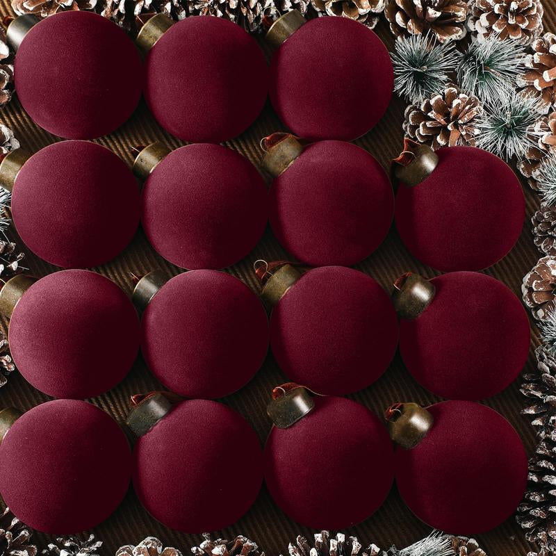 Velvet Christmas Balls Christmas Ornaments Flocked Christmas Tree Ball Ornaments Multicolor Hanging Ornaments for Home Family Holiday Wedding Party Christmas Decor Festive Atmosphere Decoration Xmas Tree Decoration Christmas Gifts