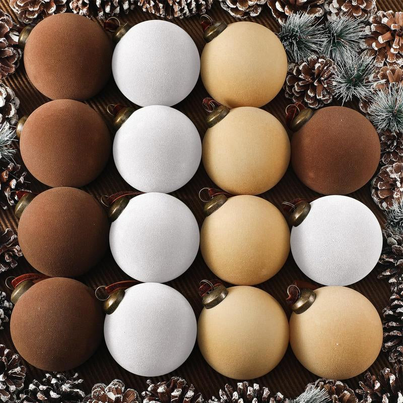 Velvet Christmas Balls Christmas Ornaments Flocked Christmas Tree Ball Ornaments Multicolor Hanging Ornaments for Home Family Holiday Wedding Party Christmas Decor Festive Atmosphere Decoration Xmas Tree Decoration Christmas Gifts