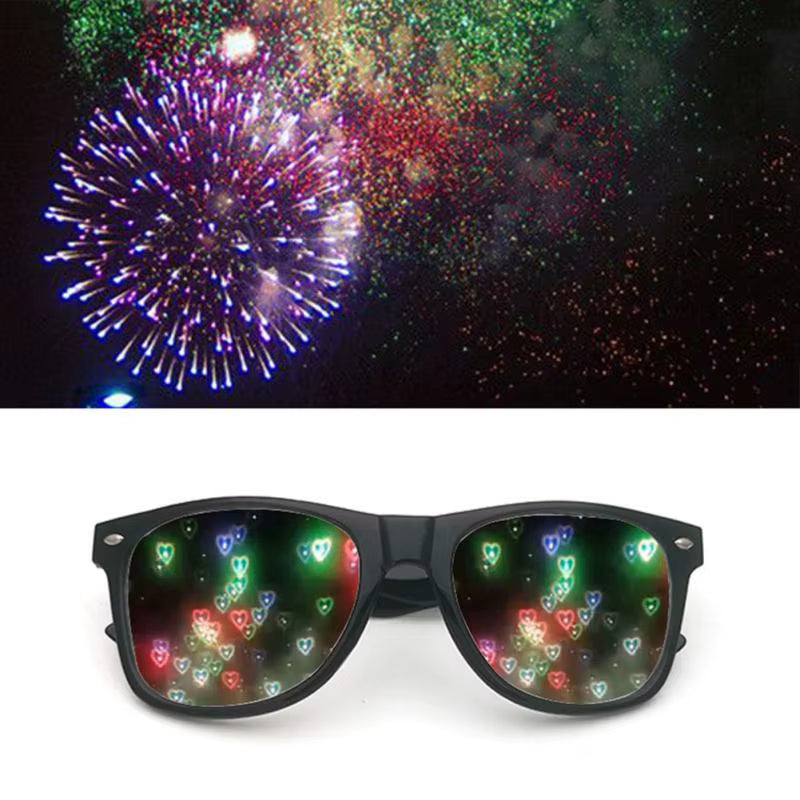 Creative Fireworks Glasses Effects Eyewear Diffraction Rectangle Sunglasses Watch the Lights Change Heart/Star Shape at Nigh
