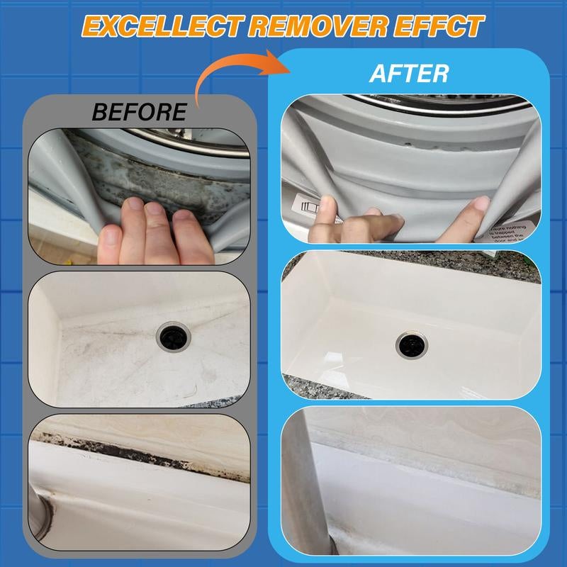 AZQPOD Mold Remover Gel with Scrub Brush – Heavy Duty Mildew Stain Cleaner for Washer Gasket, Shower Caulk, Tile Grout & Bathroom – 7 Fl Oz