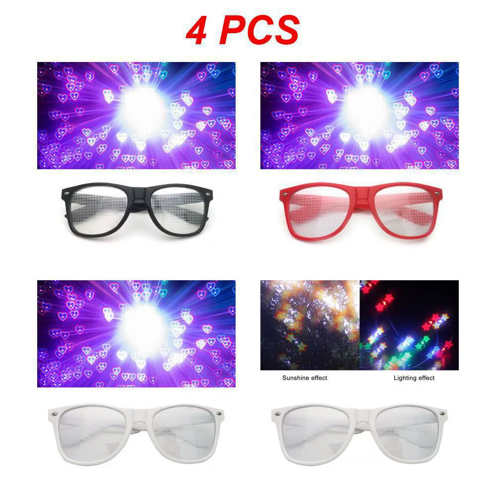 Creative Fireworks Glasses Effects Eyewear Diffraction Rectangle Sunglasses Watch the Lights Change Heart/Star Shape at Nigh