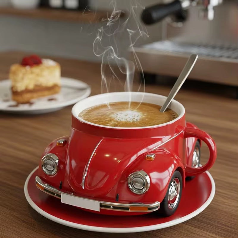 Beetle Shaped Coffee Mug, Handmade Novelty Fun Imaginative Beetle Car Shape Coffee Cup, Creative Gift for Beetle Lovers Suitable