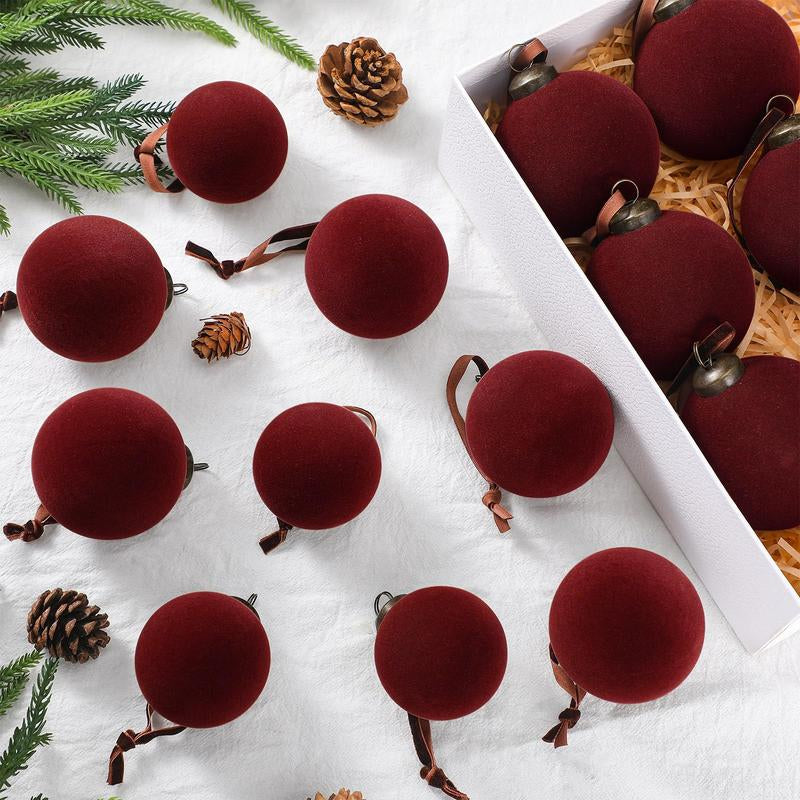 Velvet Christmas Balls Christmas Ornaments Flocked Christmas Tree Ball Ornaments Multicolor Hanging Ornaments for Home Family Holiday Wedding Party Christmas Decor Festive Atmosphere Decoration Xmas Tree Decoration Christmas Gifts