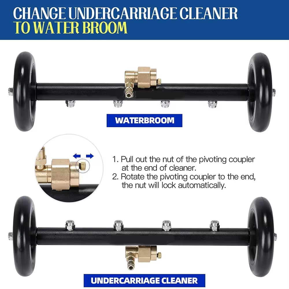 Dual-Function Undercarriage Pressure Washer Cleaner Power Washer under Car Water Broom for Karcher&1/4 Quick-Plug