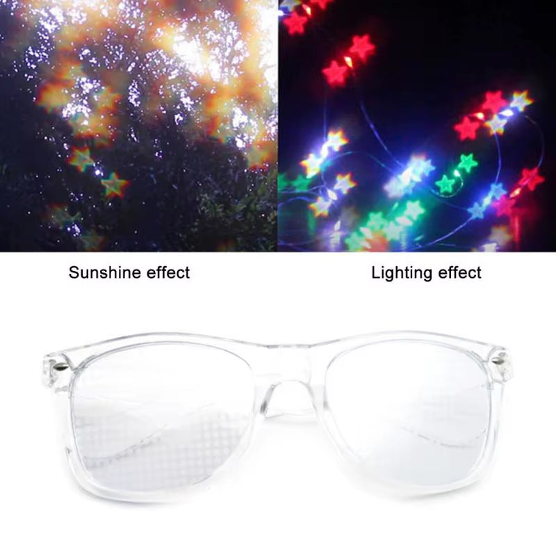 Creative Fireworks Glasses Effects Eyewear Diffraction Rectangle Sunglasses Watch the Lights Change Heart/Star Shape at Nigh
