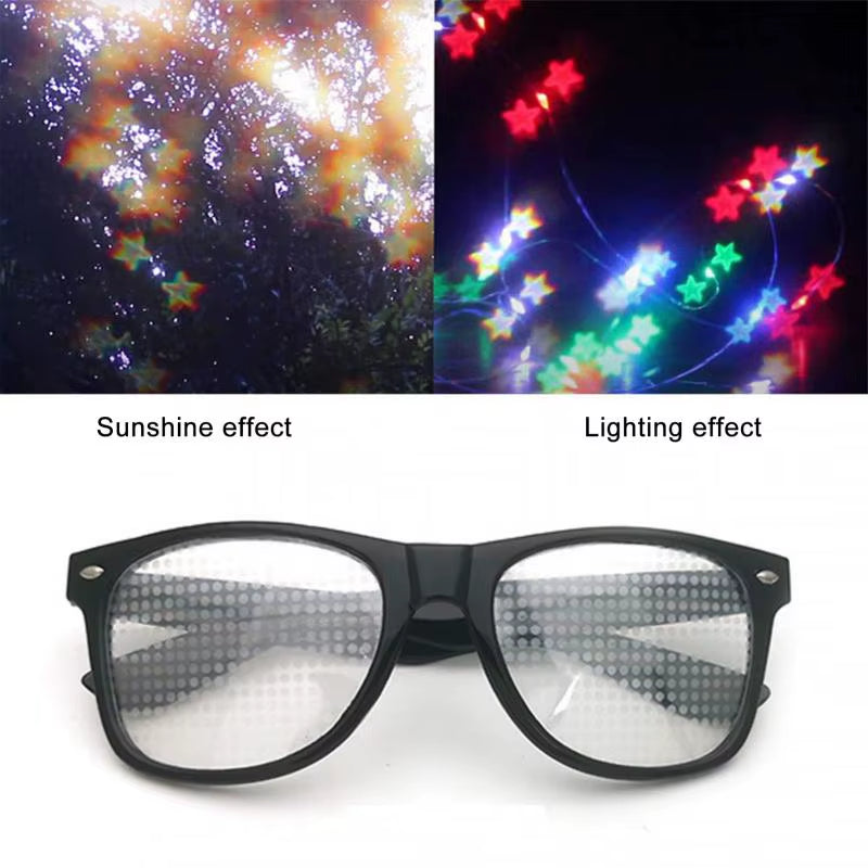 Creative Fireworks Glasses Effects Eyewear Diffraction Rectangle Sunglasses Watch the Lights Change Heart/Star Shape at Nigh