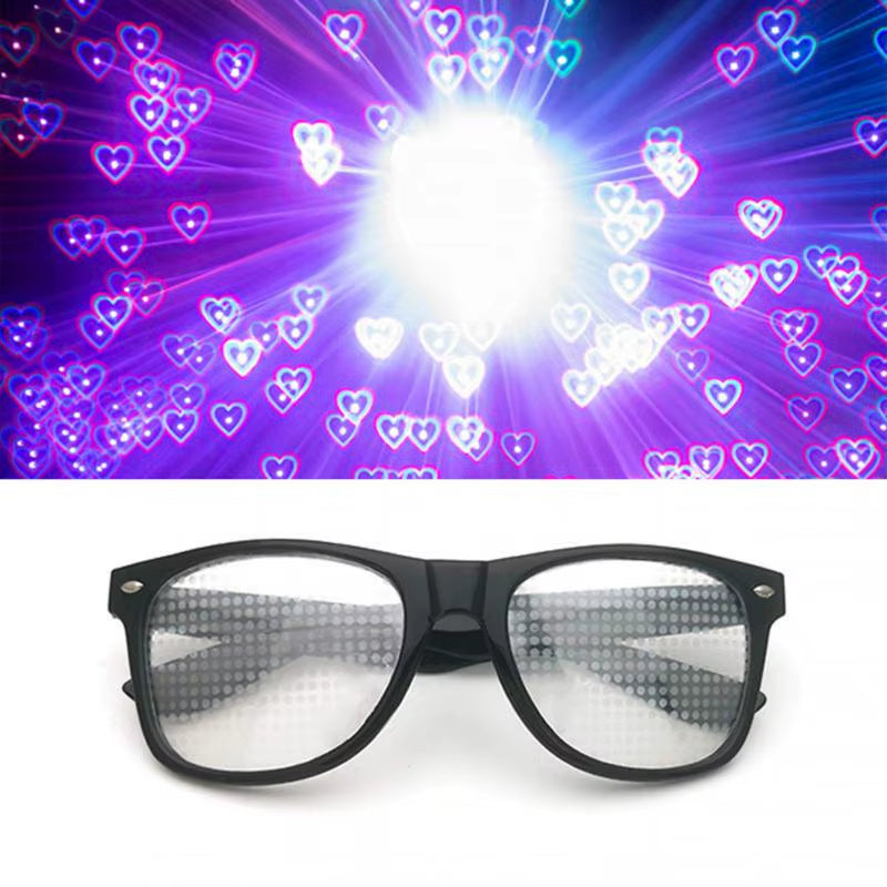 Creative Fireworks Glasses Effects Eyewear Diffraction Rectangle Sunglasses Watch the Lights Change Heart/Star Shape at Nigh