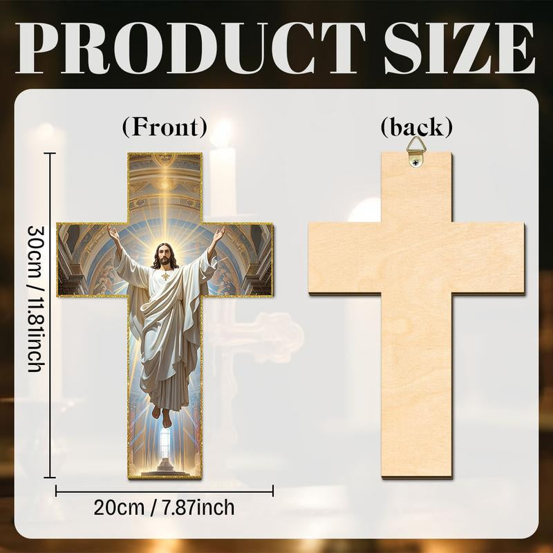 Wooden Jesus Christ Cross, Vintage Wall Hanging Cross, Religious Decoration for Home Living Room Bedroom Prayer Room, Home Decor, Ornaments,8×12 Inches
