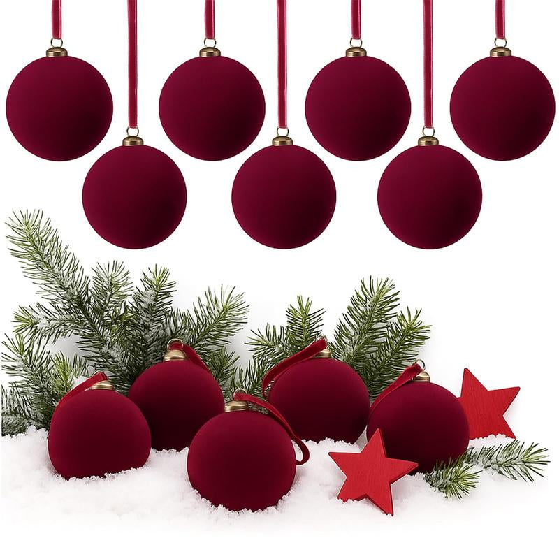 Velvet Christmas Balls Christmas Ornaments Flocked Christmas Tree Ball Ornaments Multicolor Hanging Ornaments for Home Family Holiday Wedding Party Christmas Decor Festive Atmosphere Decoration Xmas Tree Decoration Christmas Gifts