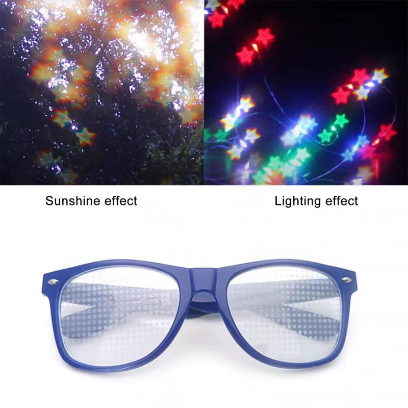 Creative Fireworks Glasses Effects Eyewear Diffraction Rectangle Sunglasses Watch the Lights Change Heart/Star Shape at Nigh