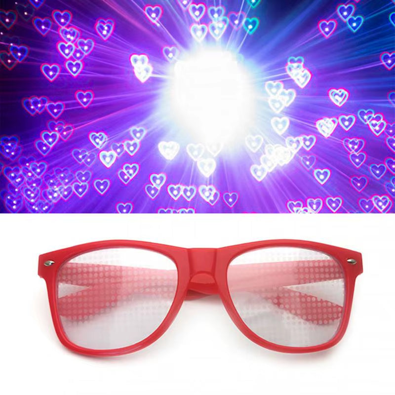 Creative Fireworks Glasses Effects Eyewear Diffraction Rectangle Sunglasses Watch the Lights Change Heart/Star Shape at Nigh