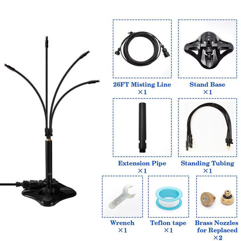 Outdoor Standing Spray Cooling System Portable Garden Watering Humidification Sprayer for Outdoor Patio Pet Cooling