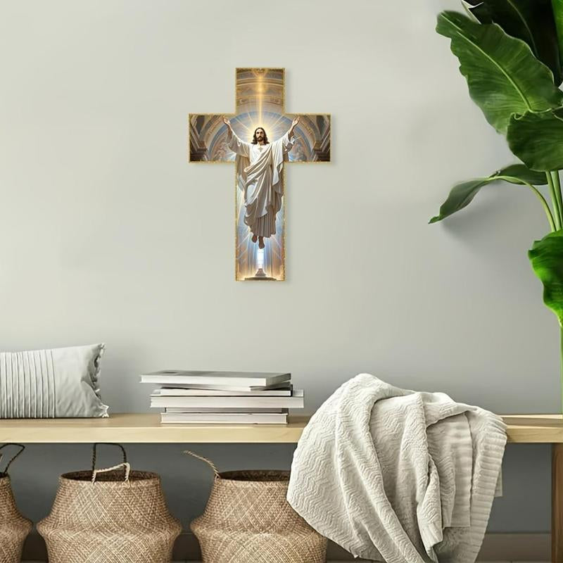 Wooden Jesus Christ Cross, Vintage Wall Hanging Cross, Religious Decoration for Home Living Room Bedroom Prayer Room, Home Decor, Ornaments,8×12 Inches