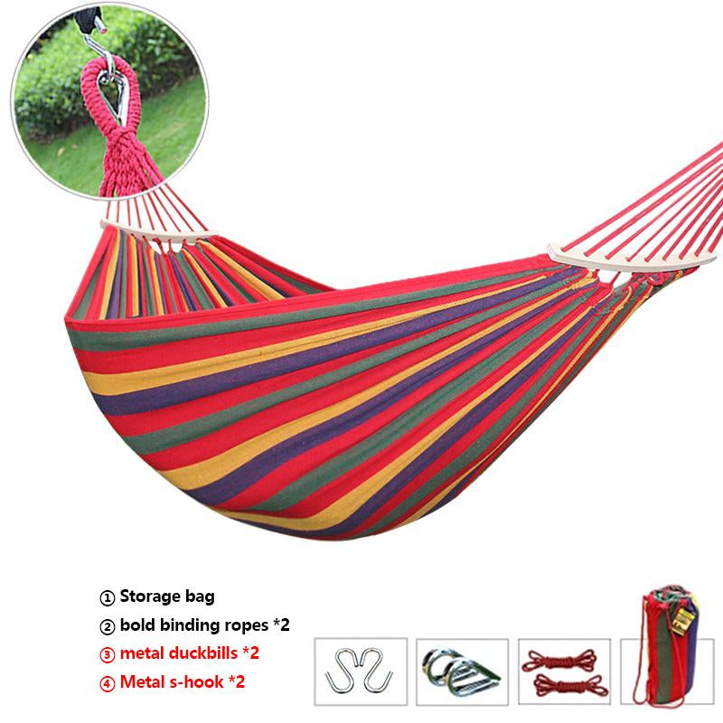 Camping Hammock 550Lb Upgraded Thickened 320G Durable Canvas Fabric Single Hammocks with Two anti Roll Balance Beam and Sturdy Metal Knot Tree Straps for Camping, Patio, Backyard, Outdoor