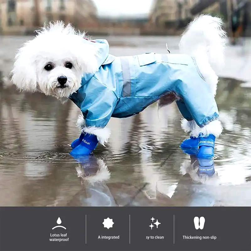 Ultimate Christmas Gift for Pet Owners! Dualpet Waterproof Dog Boots - the Anti-Slip Rain Shoes Dogs Love to Wear. Secure & Comfortable Fit (S-XL). Give the Gift of Dry, Happy Adventures Cartoon Pattern Dog Paw Protectors