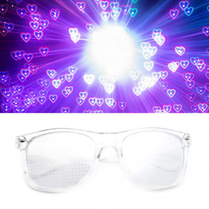Creative Fireworks Glasses Effects Eyewear Diffraction Rectangle Sunglasses Watch the Lights Change Heart/Star Shape at Nigh
